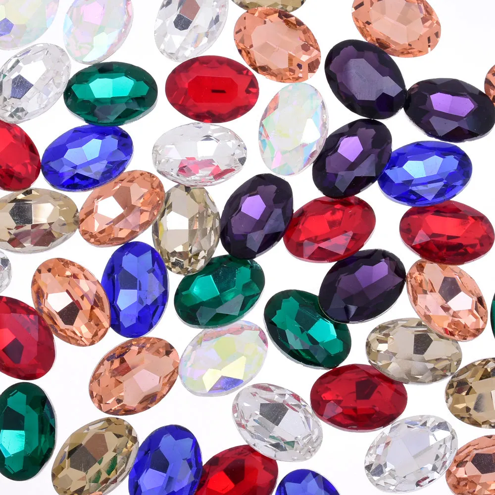 10x14mm Oval Pointed Back Rhinestones Glass Jewels point crystal Nail Art Craft Supply mixed 50pcs 10183858