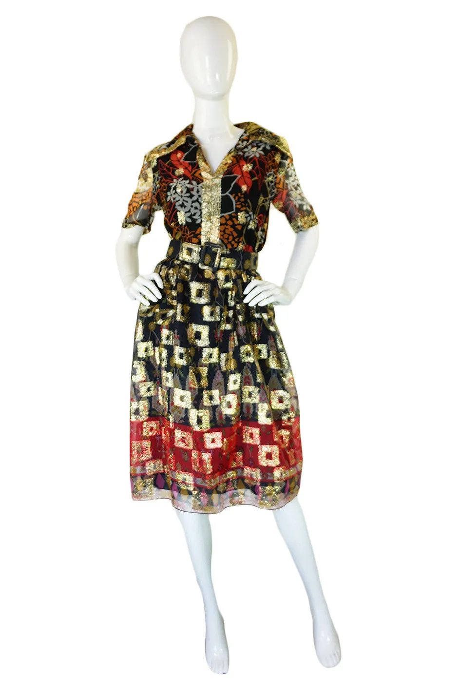 1960s Metallic Oscar De La Renta Dress