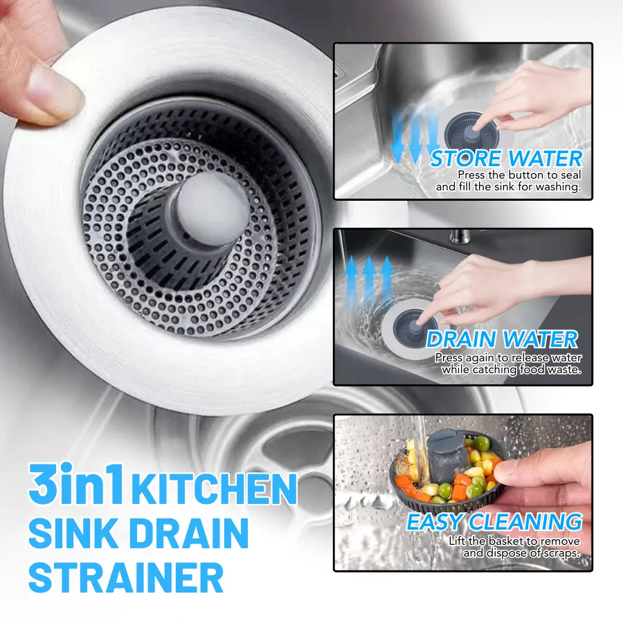 3in1 Kitchen Sink Drain Strainer