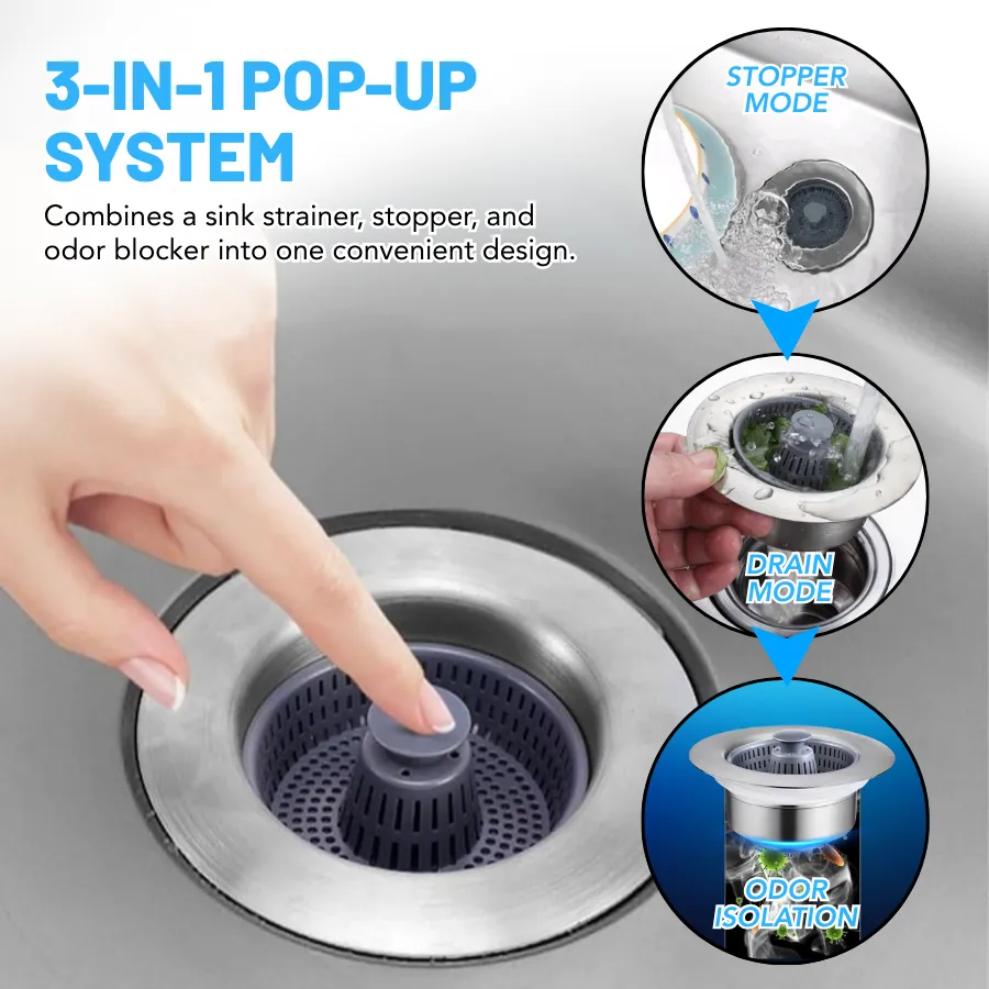 3in1 Kitchen Sink Drain Strainer