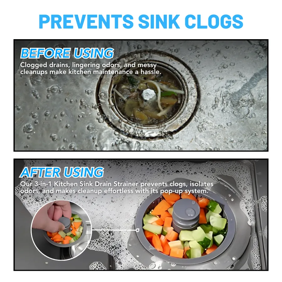 3in1 Kitchen Sink Drain Strainer