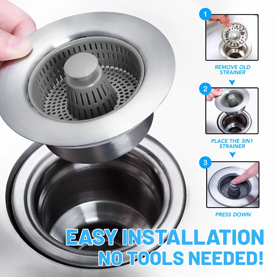 3in1 Kitchen Sink Drain Strainer