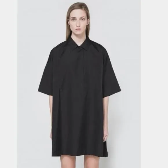 Acne Studios Sena Poplin Oversized Shirt Dress Cotton Black Like New Sz 42/10US