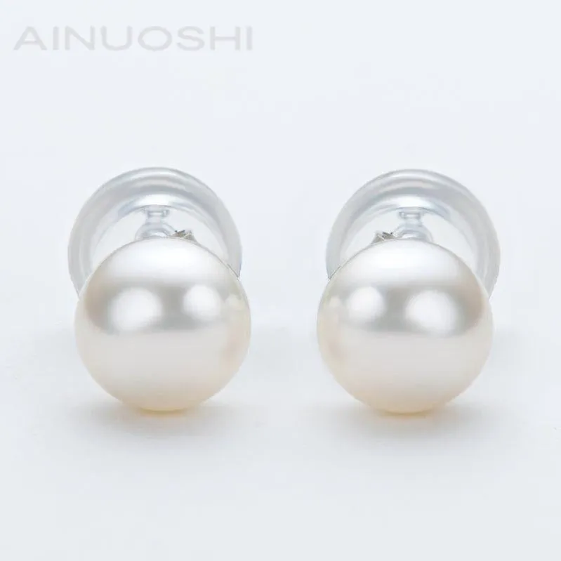 Ainuoshi 925 Silver 5.5-6mm Natural Freshwater Pearl Earrings