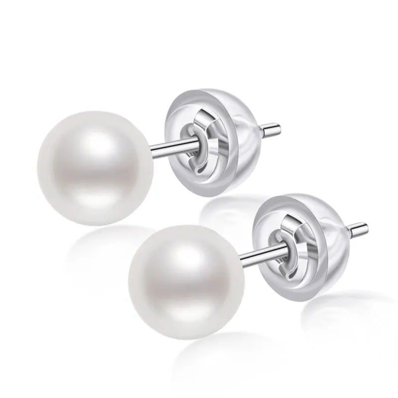 Ainuoshi 925 Silver 5.5-6mm Natural Freshwater Pearl Earrings