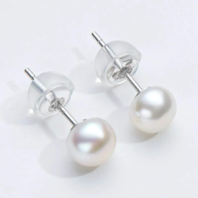 Ainuoshi 925 Silver 5.5-6mm Natural Freshwater Pearl Earrings