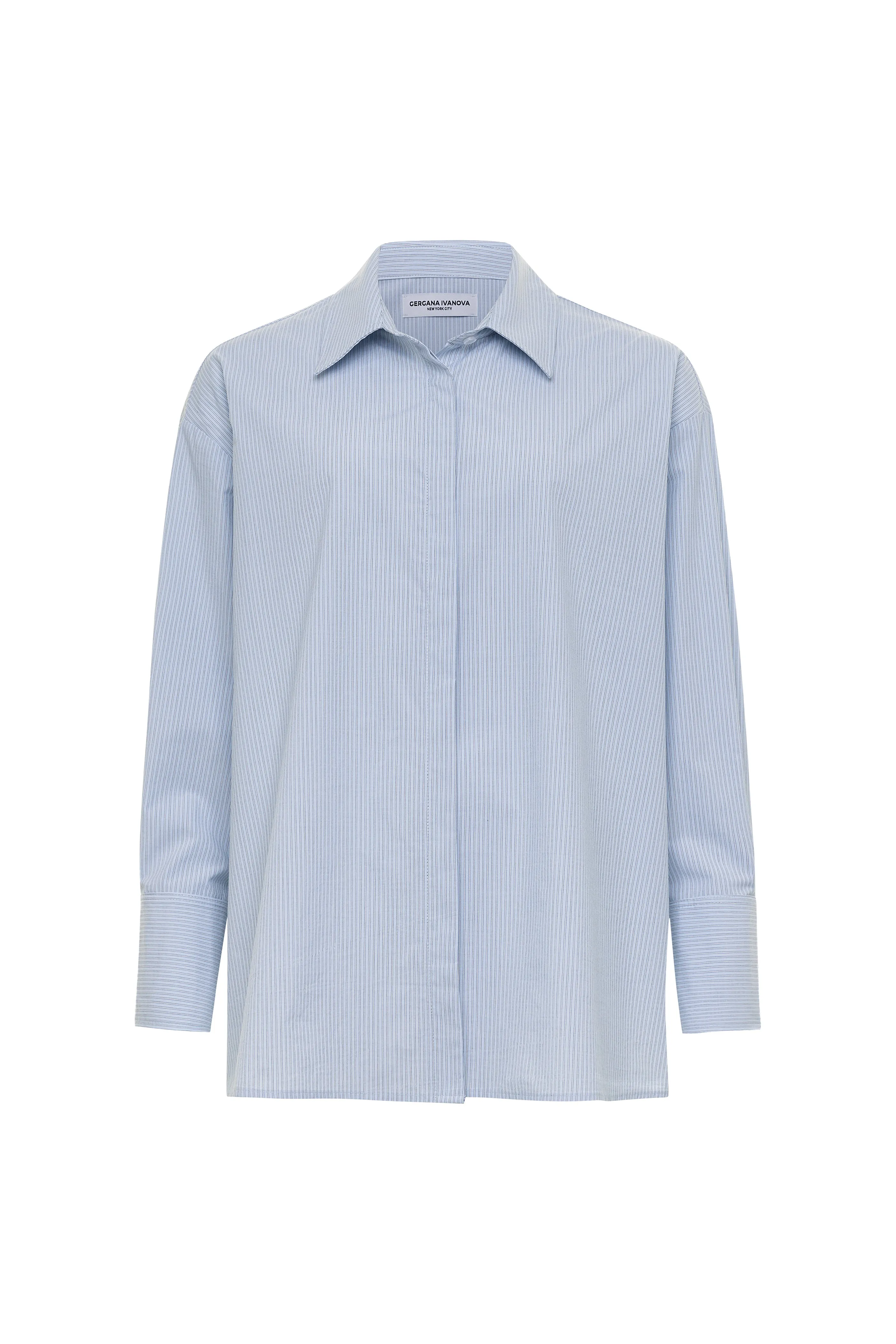 Amber Shirt White Blue Stripe