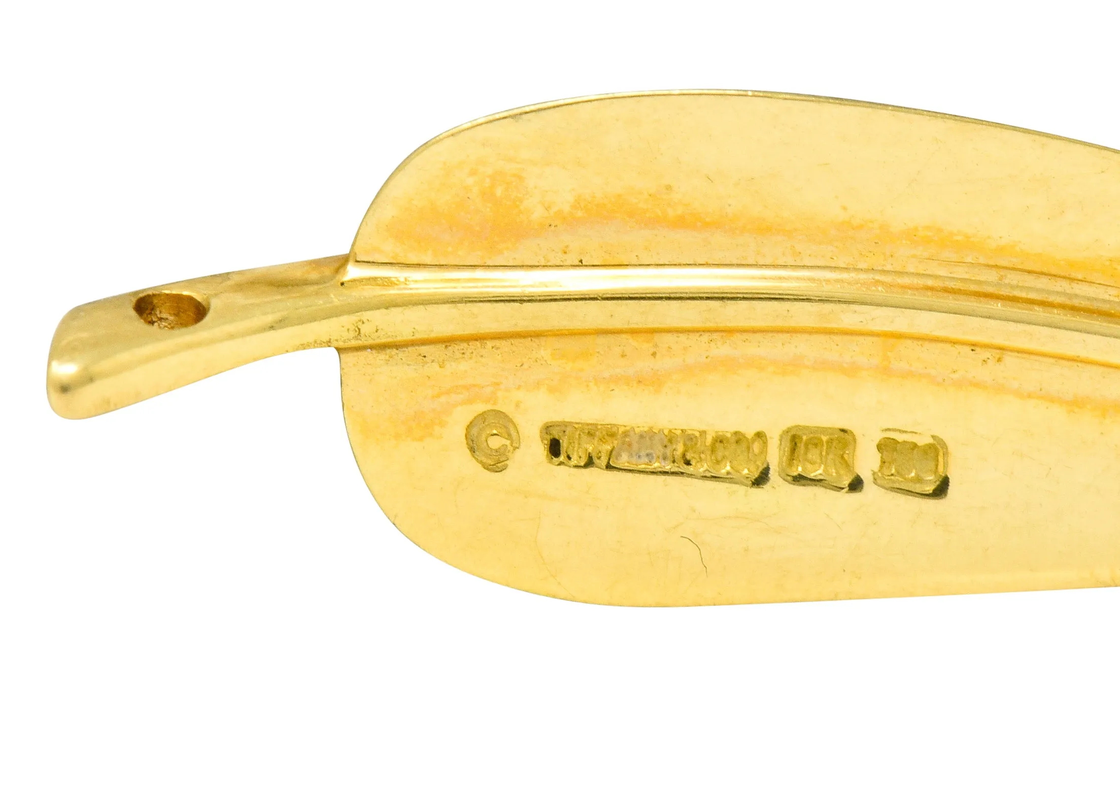 Angela Cummings Tiffany & Co. 18 Karat Matte Gold Feather Pendant Charm
