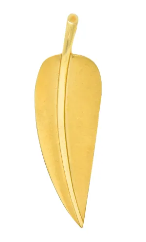 Angela Cummings Tiffany & Co. 18 Karat Matte Gold Feather Pendant Charm