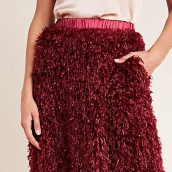 Anthropologie Chantal Feathered Maxi Skirt