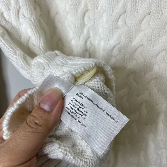 Brooks Brothers Women’s Cotton Cable Knit Cardigan in White M Preppy Equestrian