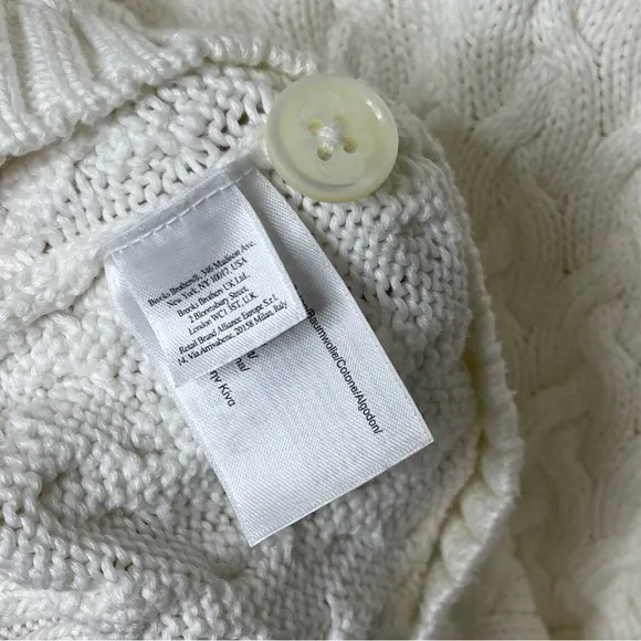 Brooks Brothers Women’s Cotton Cable Knit Cardigan in White M Preppy Equestrian