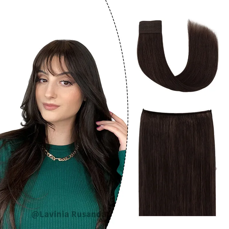 Brown Halo Human Hair Extension For Thin Hair Full Volume