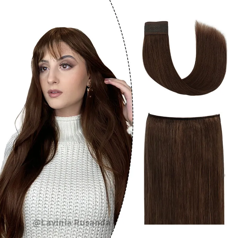 Brown Halo Human Hair Extension For Thin Hair Full Volume