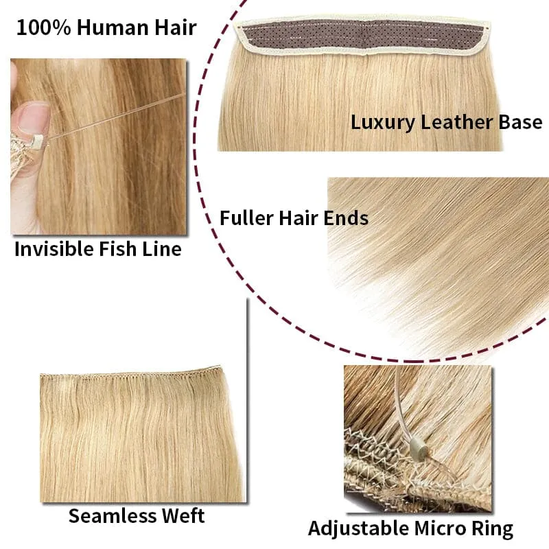 Brown Halo Human Hair Extension For Thin Hair Full Volume