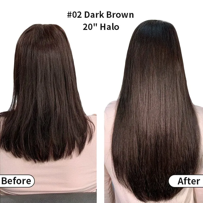 Brown Halo Human Hair Extension For Thin Hair Full Volume