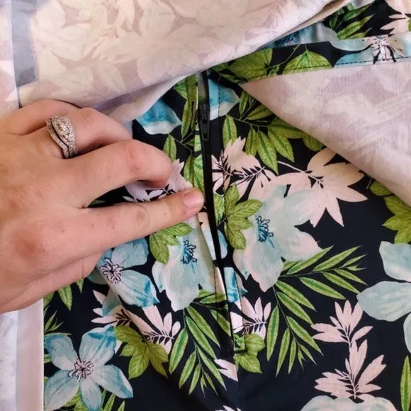 Charter Club Hawaiian Cotton Floral Golf Skort Preppy 14 Blue Green Black White