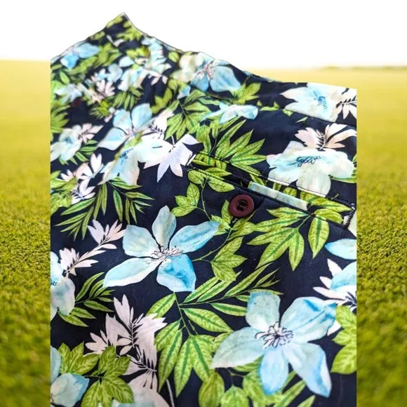 Charter Club Hawaiian Cotton Floral Golf Skort Preppy 14 Blue Green Black White