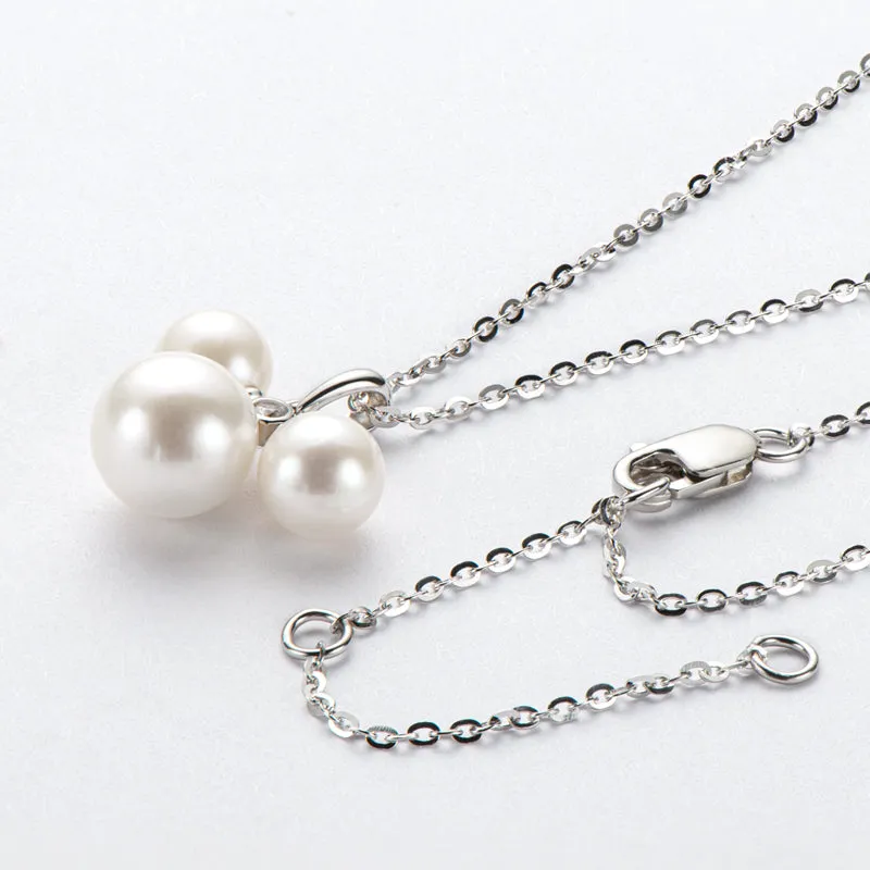 Cute Mickey Design 3 Pearls Pendant Necklace