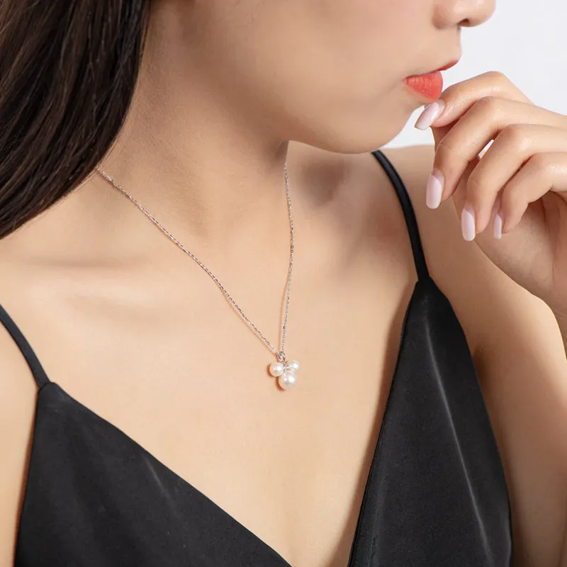 Cute Mickey Design 3 Pearls Pendant Necklace