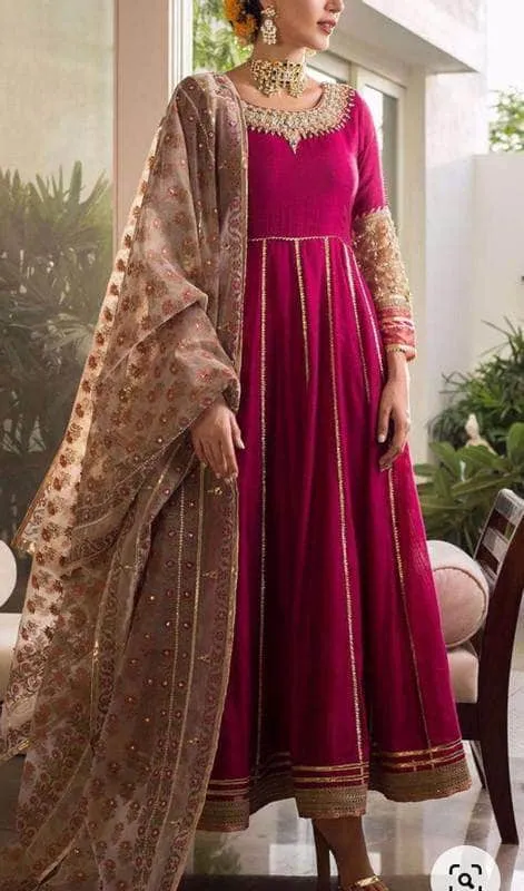 Designer Raw Silk Anarkali Suit