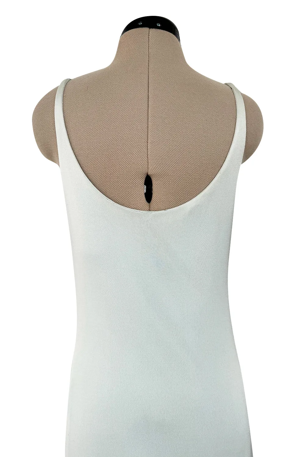 Fantastic 1973 Halston Runway Pale Blue Green Double Layer Silk Jersey Sleeveless Tank Dress