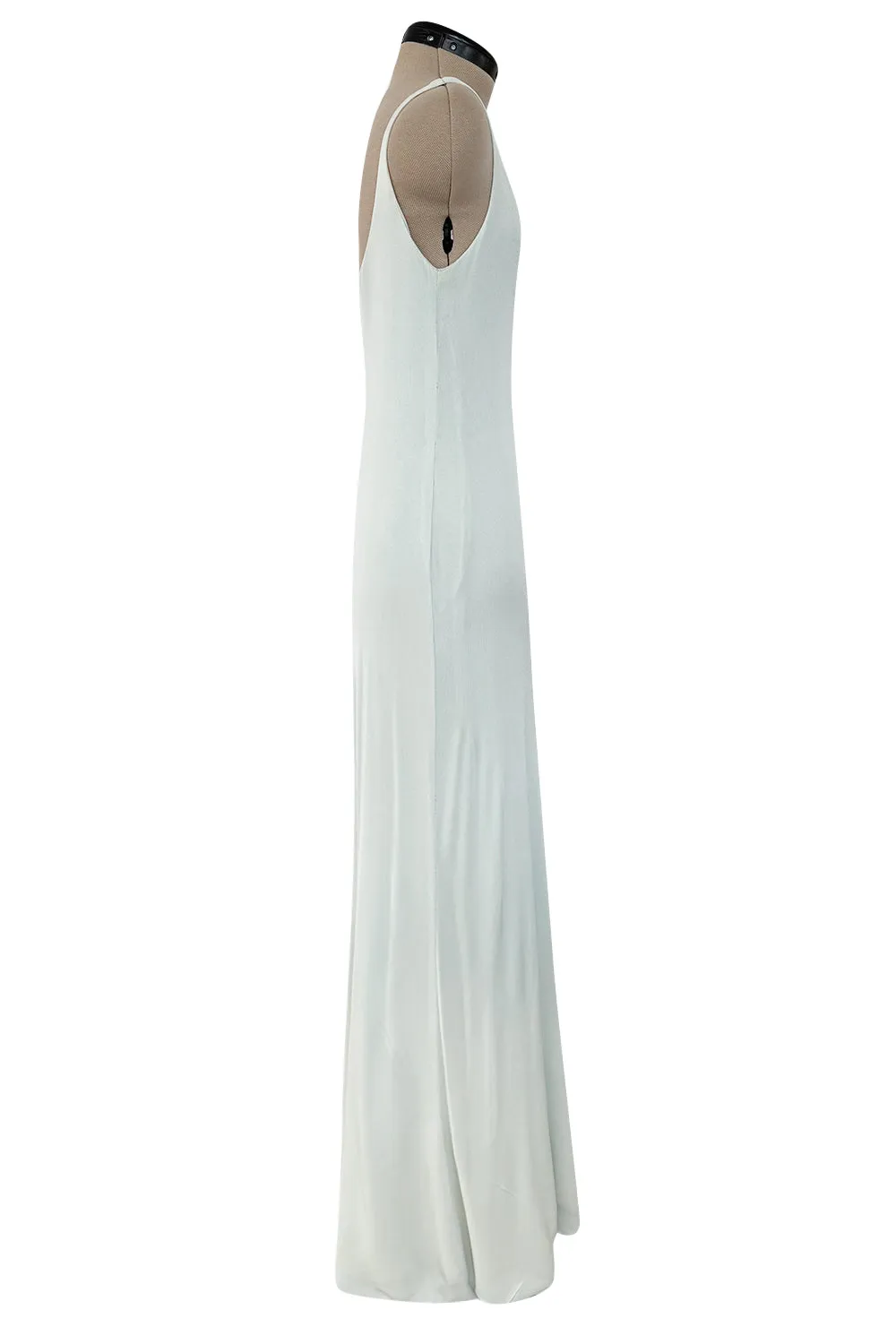 Fantastic 1973 Halston Runway Pale Blue Green Double Layer Silk Jersey Sleeveless Tank Dress