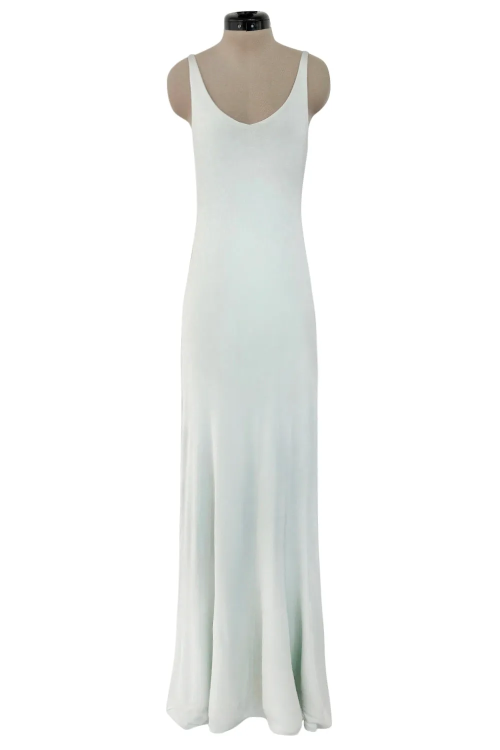 Fantastic 1973 Halston Runway Pale Blue Green Double Layer Silk Jersey Sleeveless Tank Dress