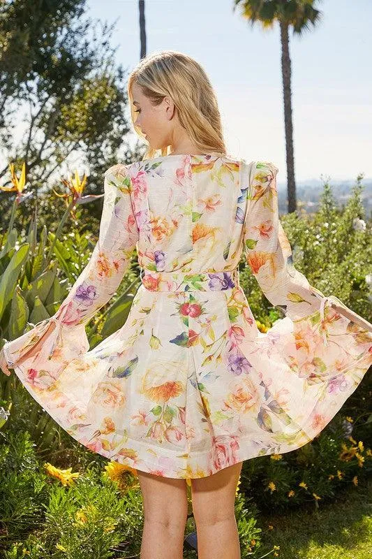 Floral Print Party Garden Goddess Mini Dress