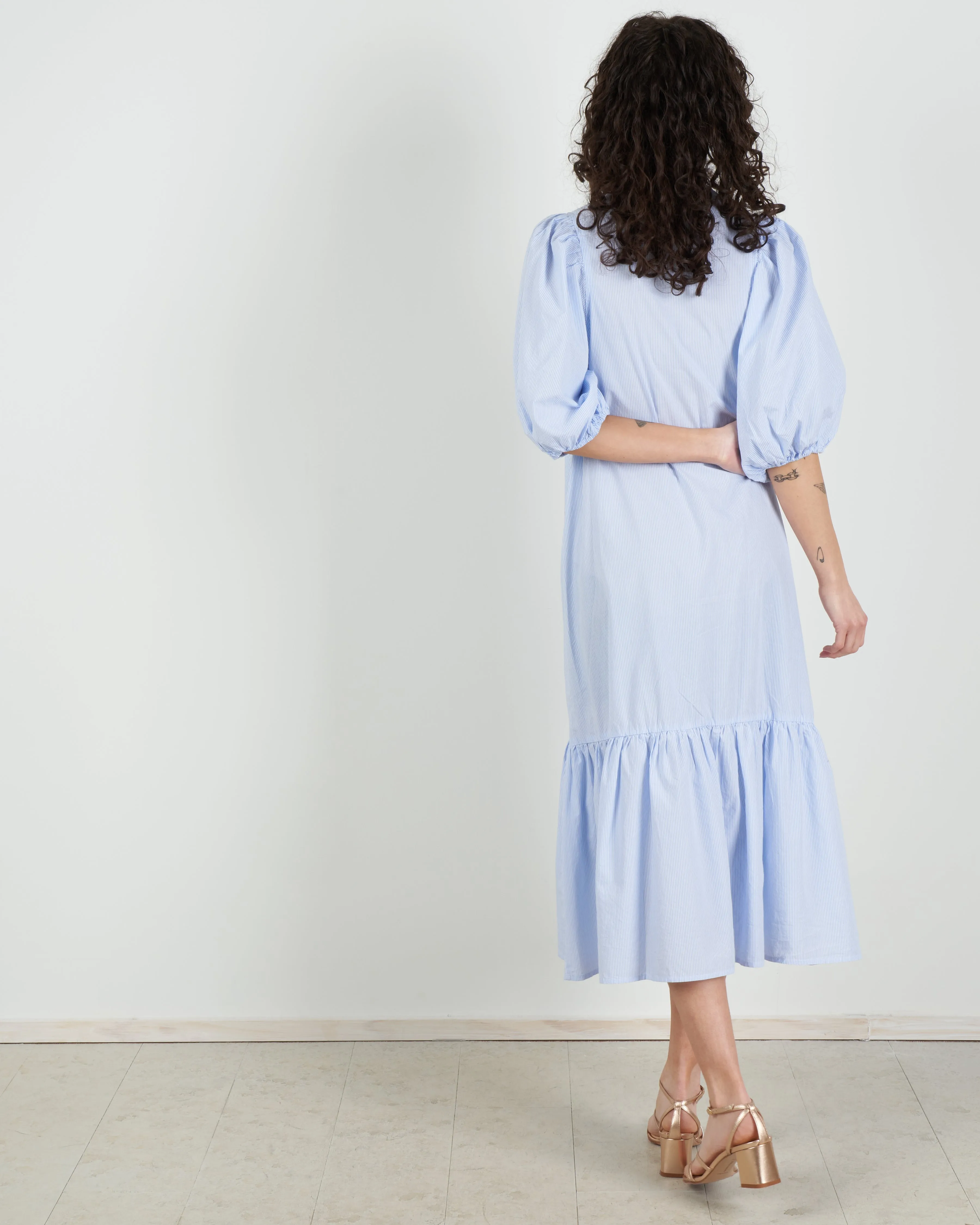 floria dress - sky blue stripe
