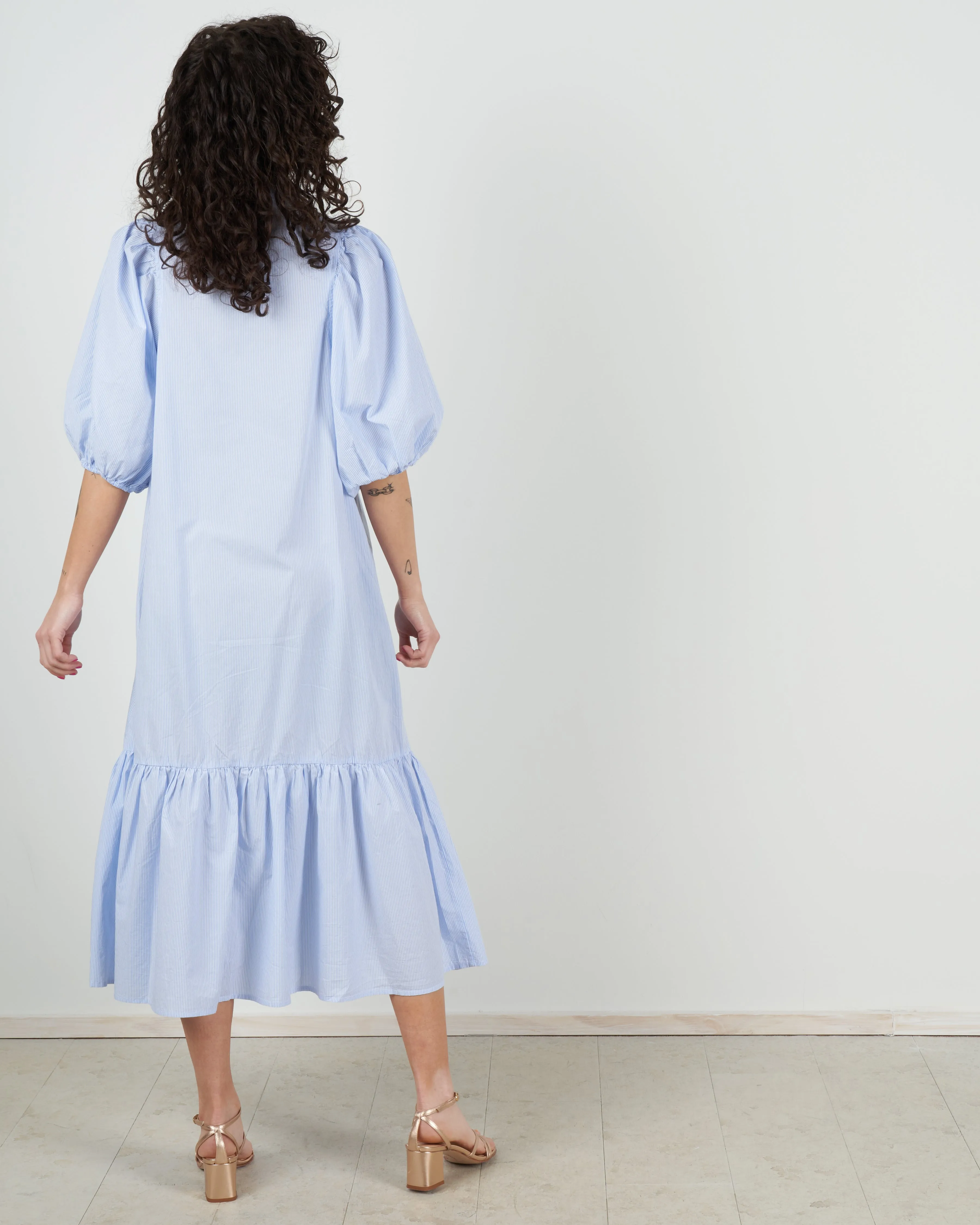 floria dress - sky blue stripe