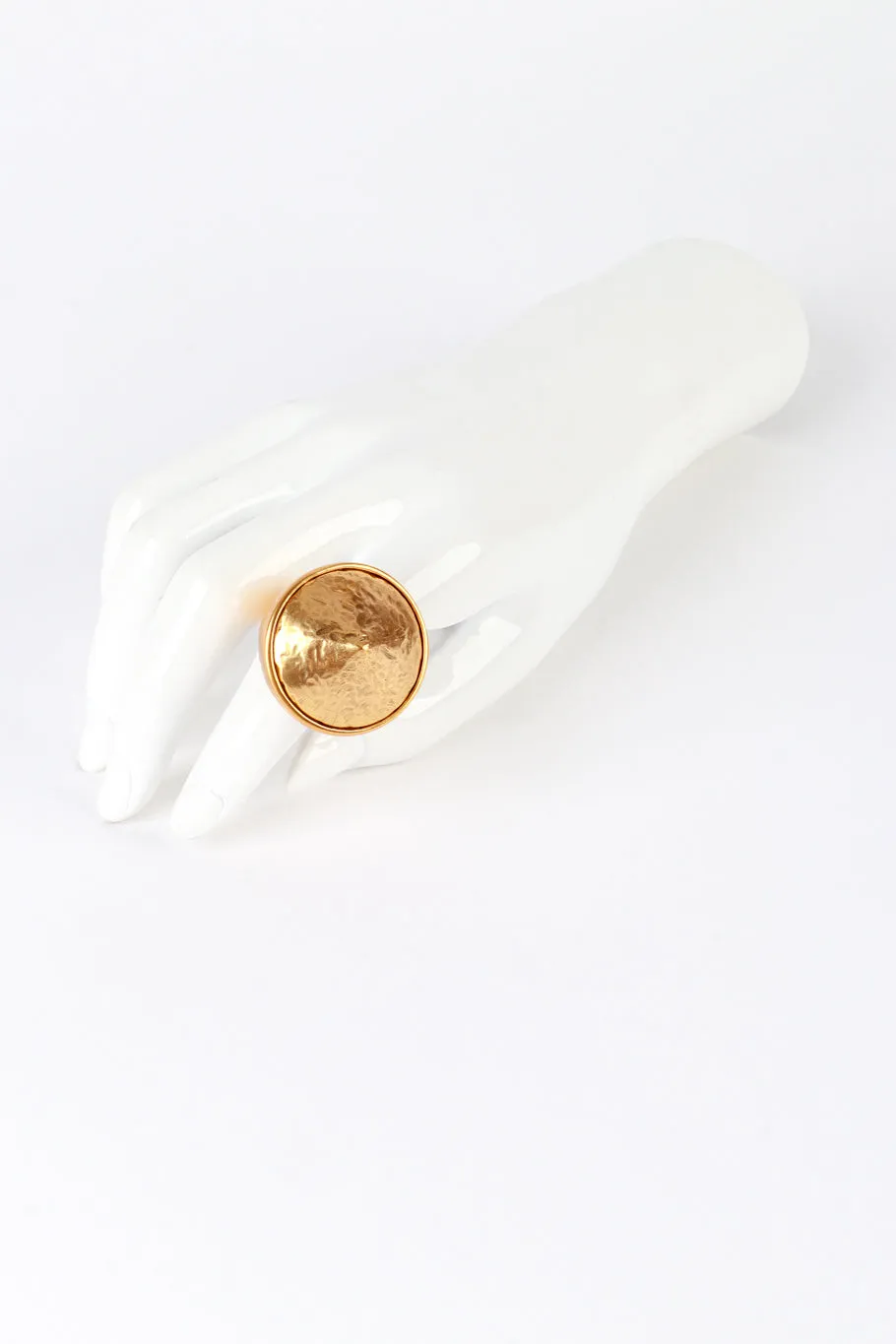 Golden Hammered Rivoli Ring