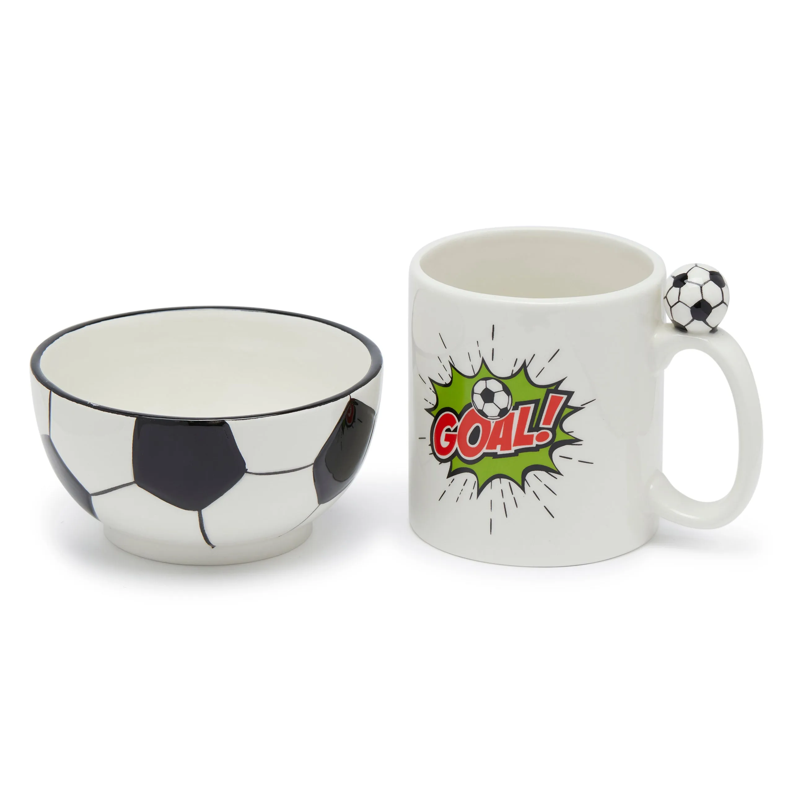 GRAPHIC FOOTBALL BOWL & MUG (13X9.2 CM, WHITE)