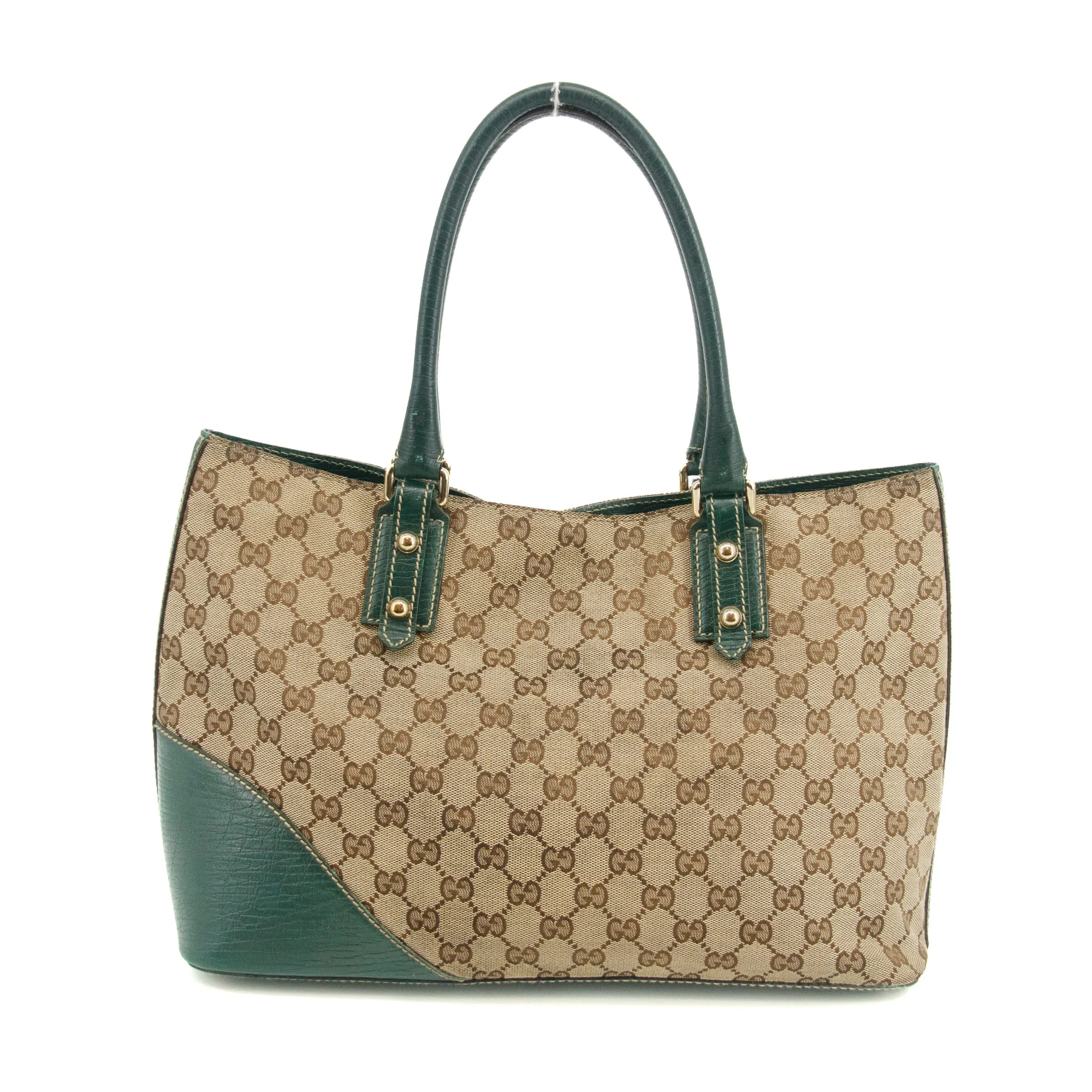 Gucci GG Canvas Green Horsebit Shoulder Bag #2307