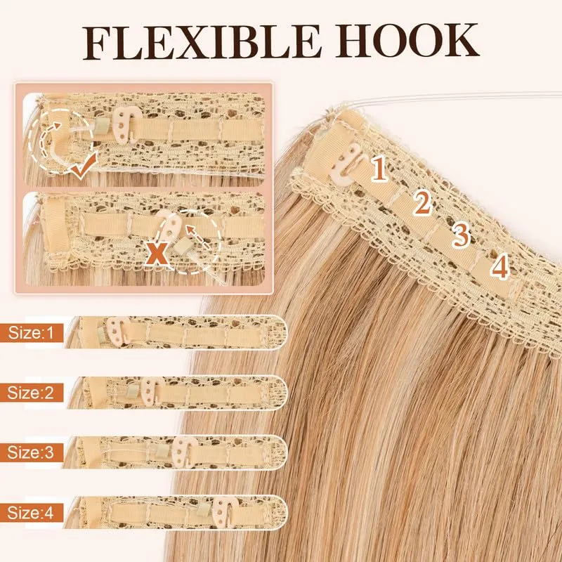 Halo Real Human Hair Extensions With Durable Double Fixation Light Volume