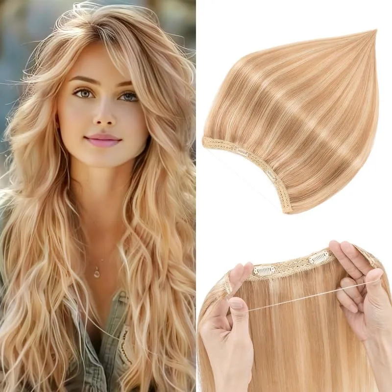Halo Real Human Hair Extensions With Durable Double Fixation Light Volume
