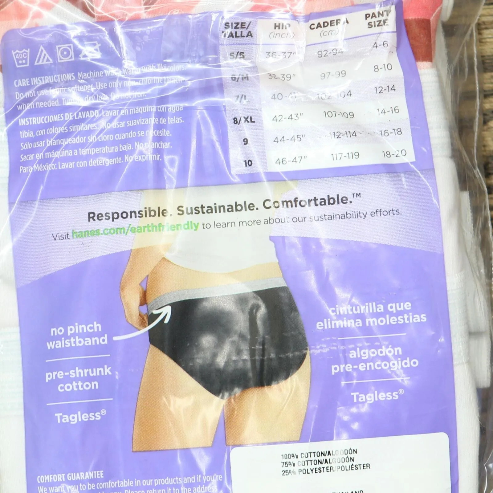 Hanes Women's Cotton 6pk PP41SC Hipster Underwear Briefs P941SC