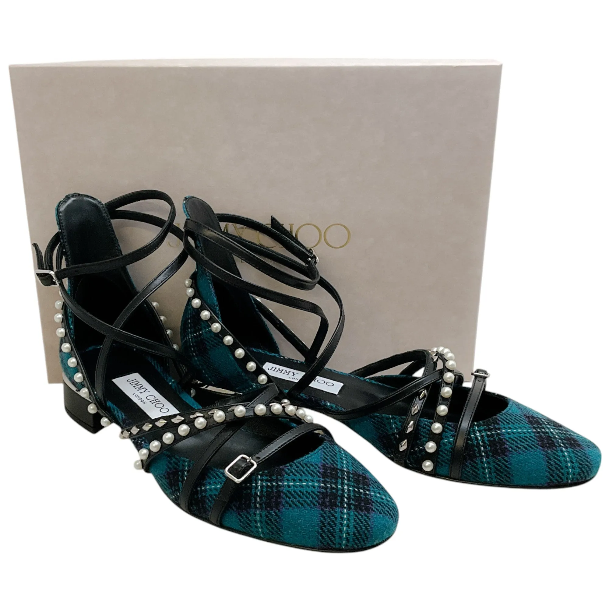Jimmy Choo Peacock / Silver Tartan Celestia 25 Flats