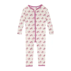 Kickee Pants Natural Axolotl Party Print Convertible Zipper Sleeper