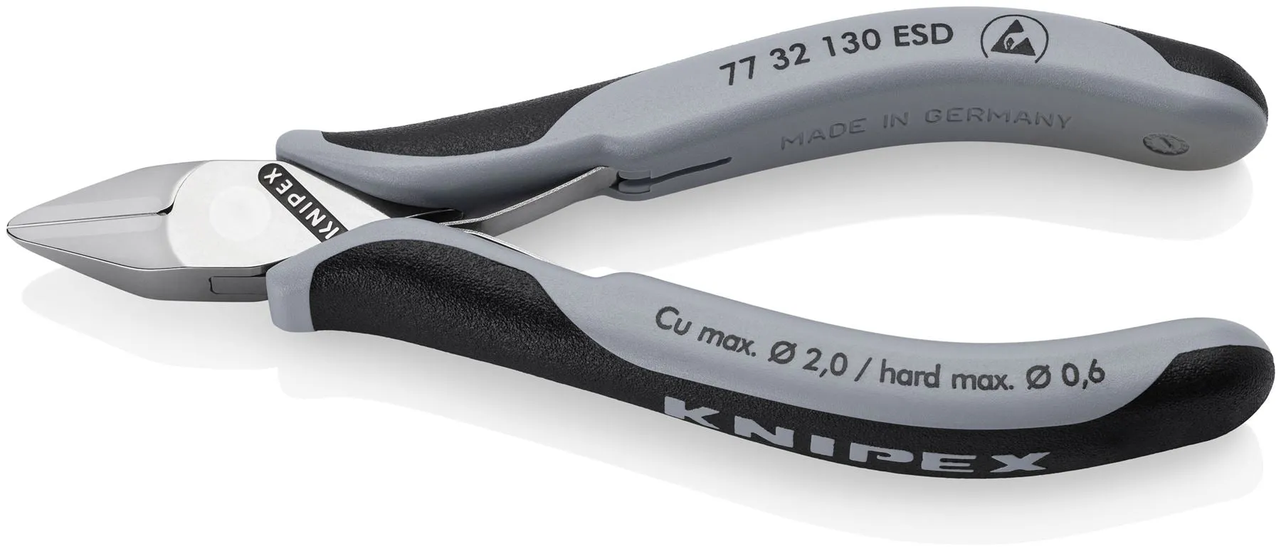 KNIPEX Electronics Diagonal Cutter Pliers Pointed Head Small Bevel 115mm Multi Component Grips 77 32 130 ESD