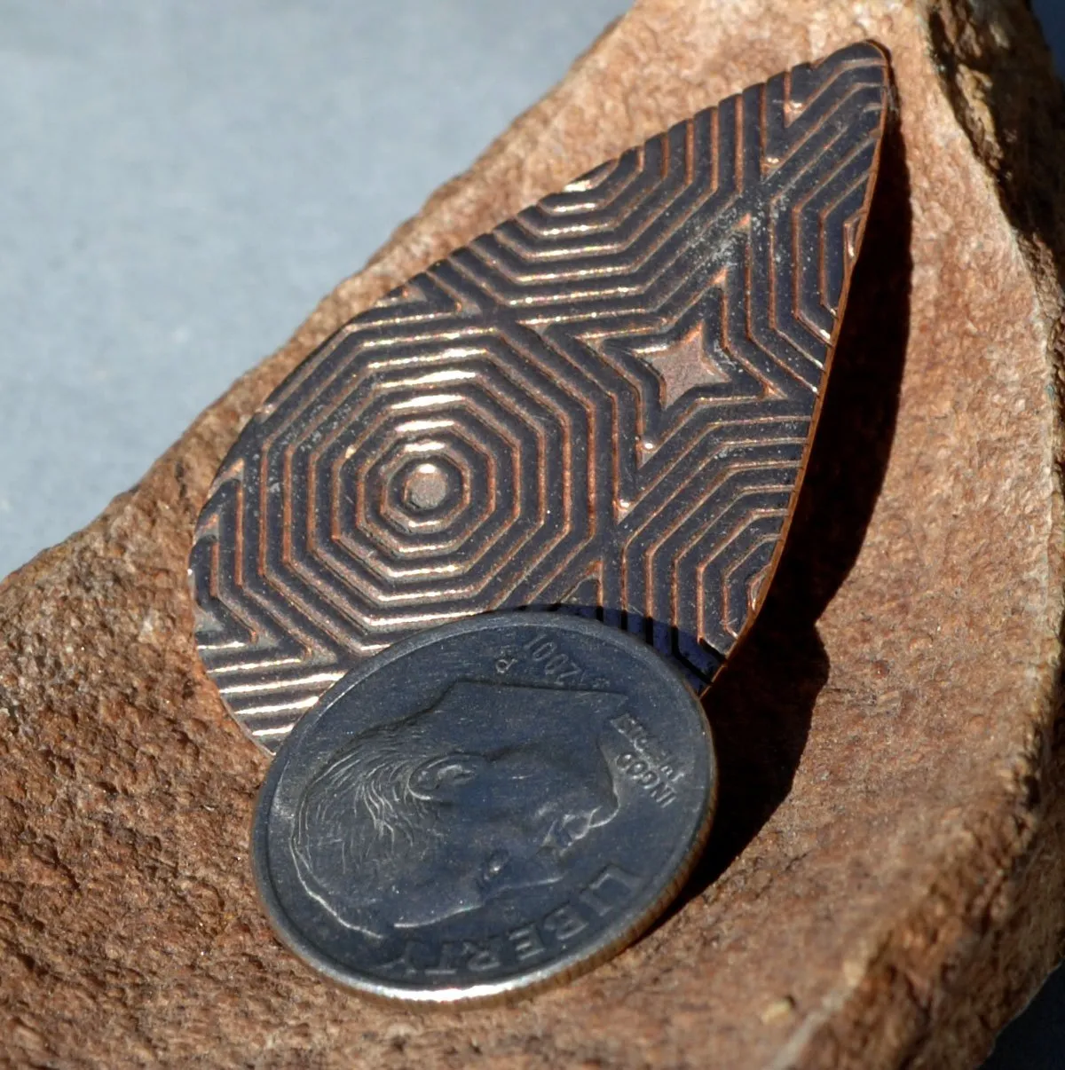 Large Pointed Teardrop in Hexagon Texture Shape for Enameling Stamping Texturing Soldering - Variety of Metals - 4 pieces