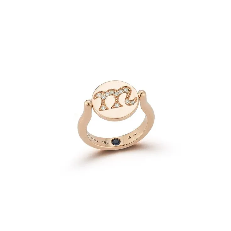 Love Notes Personalized Diamond Pinky Flip Signet Ring