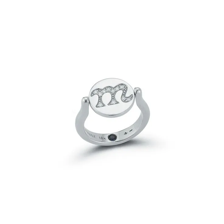Love Notes Personalized Diamond Pinky Flip Signet Ring