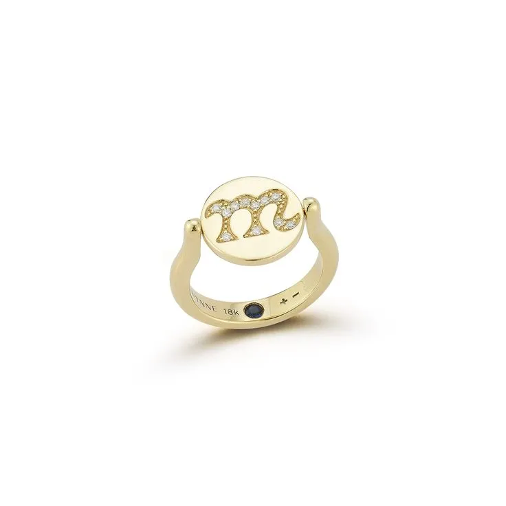 Love Notes Personalized Diamond Pinky Flip Signet Ring