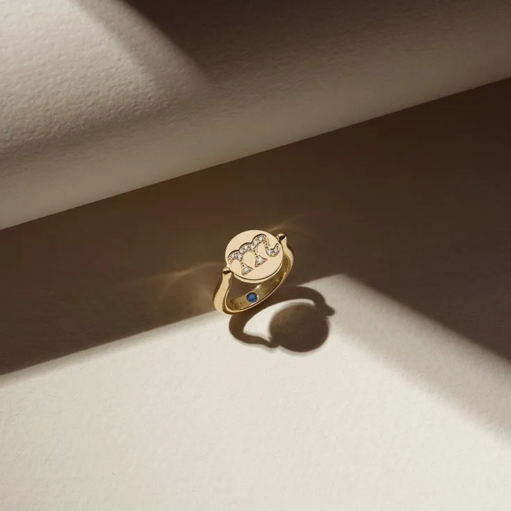 Love Notes Personalized Diamond Pinky Flip Signet Ring