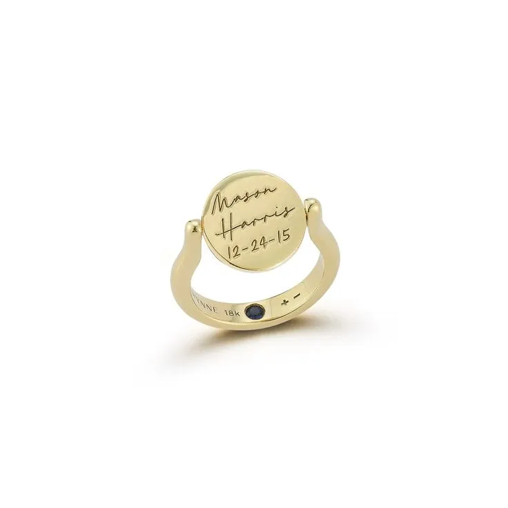 Love Notes Personalized Diamond Pinky Flip Signet Ring