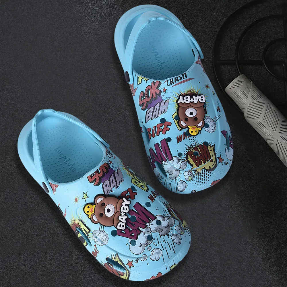 Lucy & Luke Sky Blue Casual Sling Back Clogs For Kids ALEX-10E By Liberty