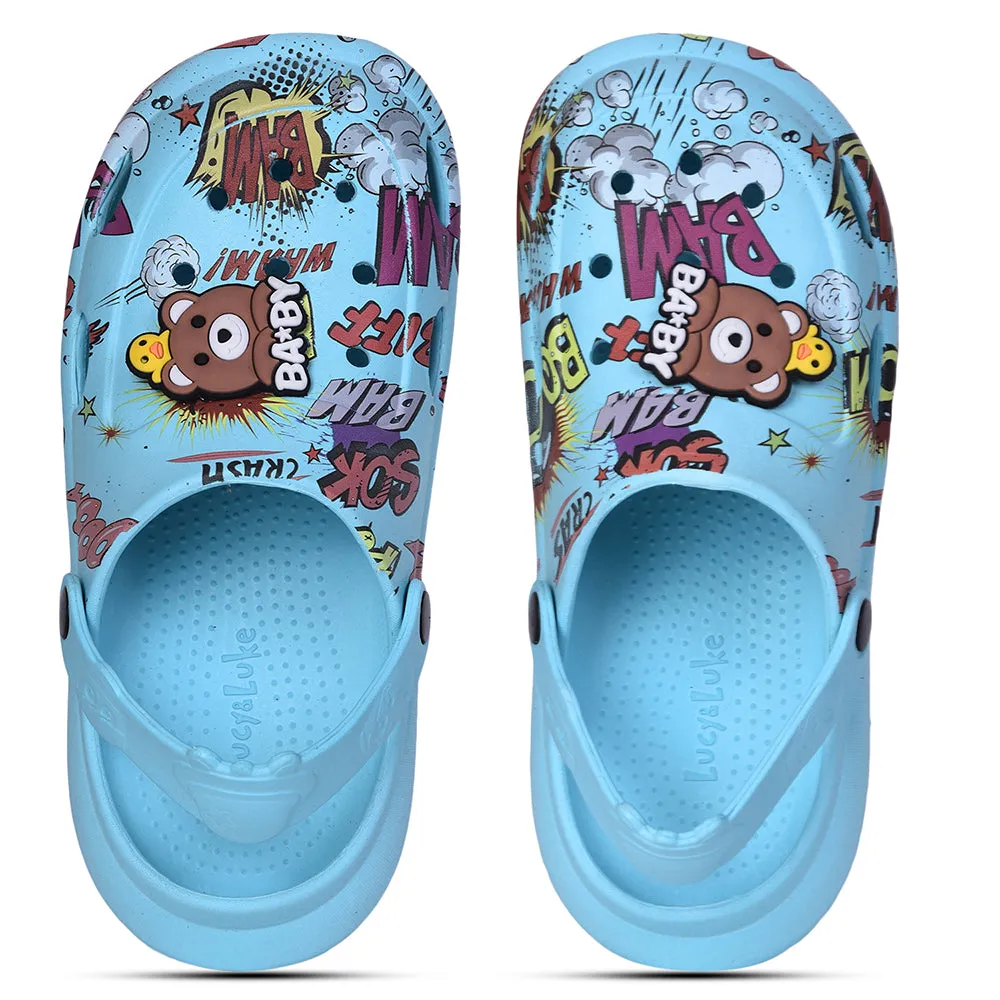 Lucy & Luke Sky Blue Casual Sling Back Clogs For Kids ALEX-10E By Liberty
