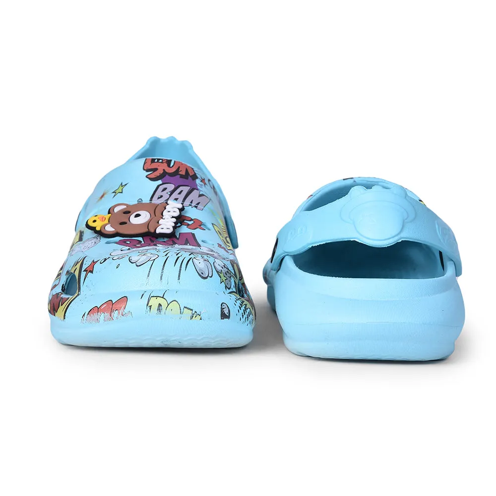 Lucy & Luke Sky Blue Casual Sling Back Clogs For Kids ALEX-10E By Liberty
