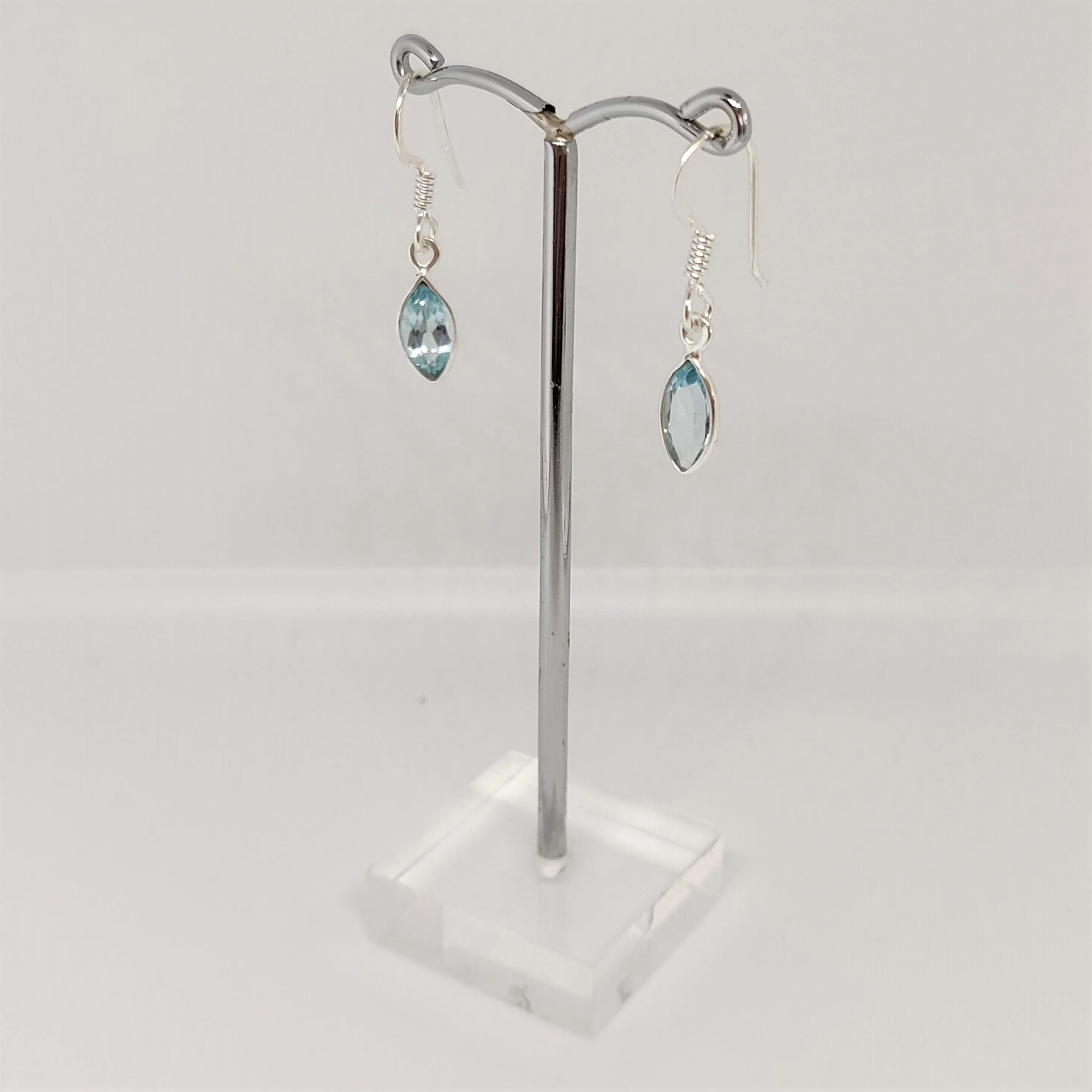 Marquise Blue Topaz 925 Sterling Silver Dangle Earrings